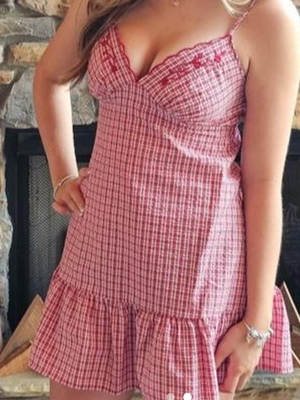 NWT - Wild Fable Red Plaid Spaghetti-Strap Slip Dress